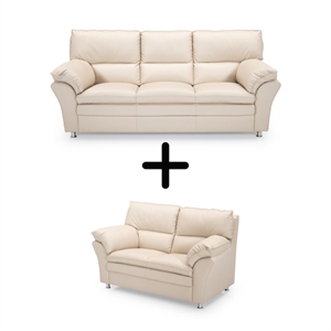 PALMA 3+2 PERS. SOFAER - SOLEDA/SKAI PURE WHITE LÆDER - MÅL: 215 X 160 CM.